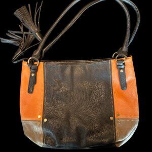 Clarks Colorblock Pebbled Leather Shoulder Tote